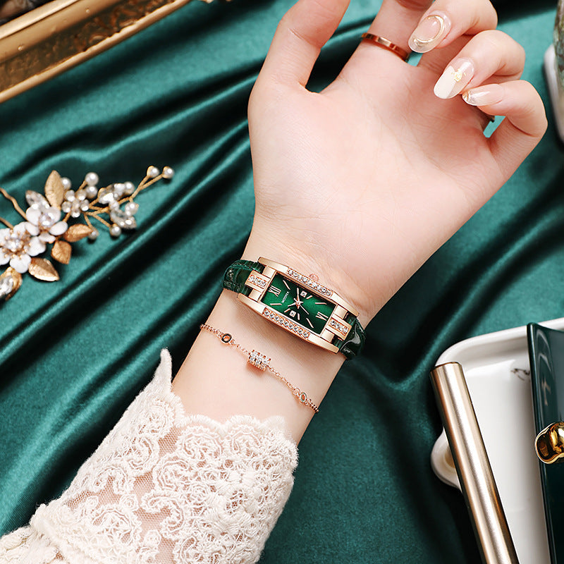 Temperament Pu Gürtel Diamant Britische Damenuhr