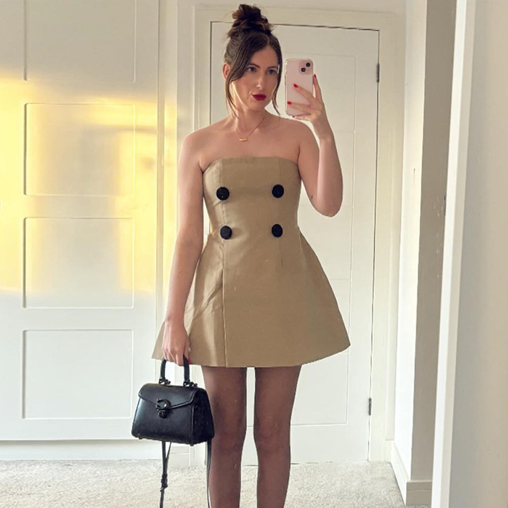 Fashion Women's Wear Bandeau One-shoulder Dress