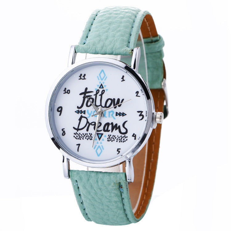 Koreanische version der Englisch muster uhr mode damen gürtel uhr quarzuhr