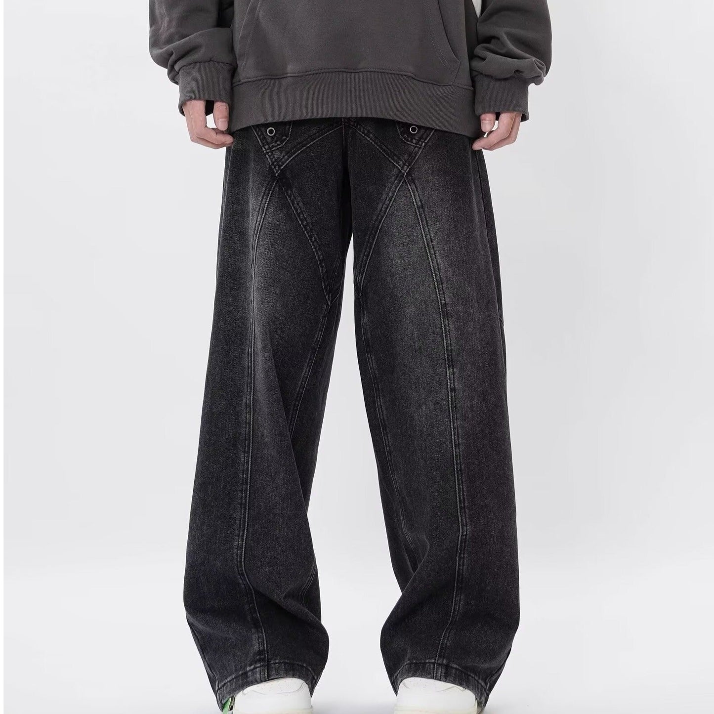 Modische Herrenhose mit weitem Bein und lockerer Passform