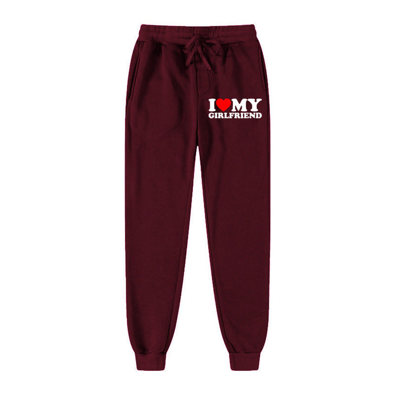 Lässige Jogginghose mit Buchstaben-Print „I LOVE MY GIRLFRIEND“