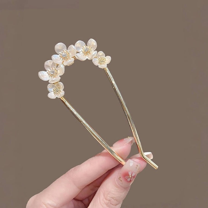 Hochwertige elegante Perlenblume U-förmige Haarnadel hinten Kopf einfach modern