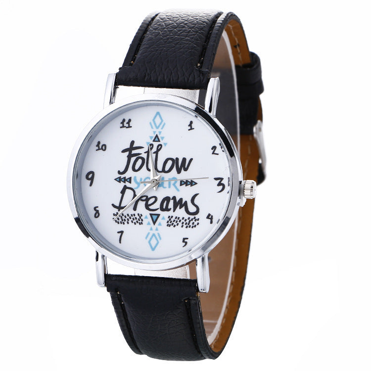 Koreanische version der Englisch muster uhr mode damen gürtel uhr quarzuhr