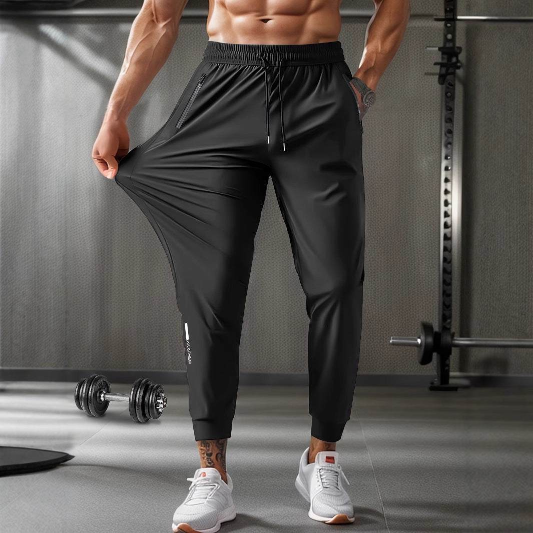 Männer Laufhose Ice Silk Sommer Schnell trocknend Training Fitness Zipper Latzhose
