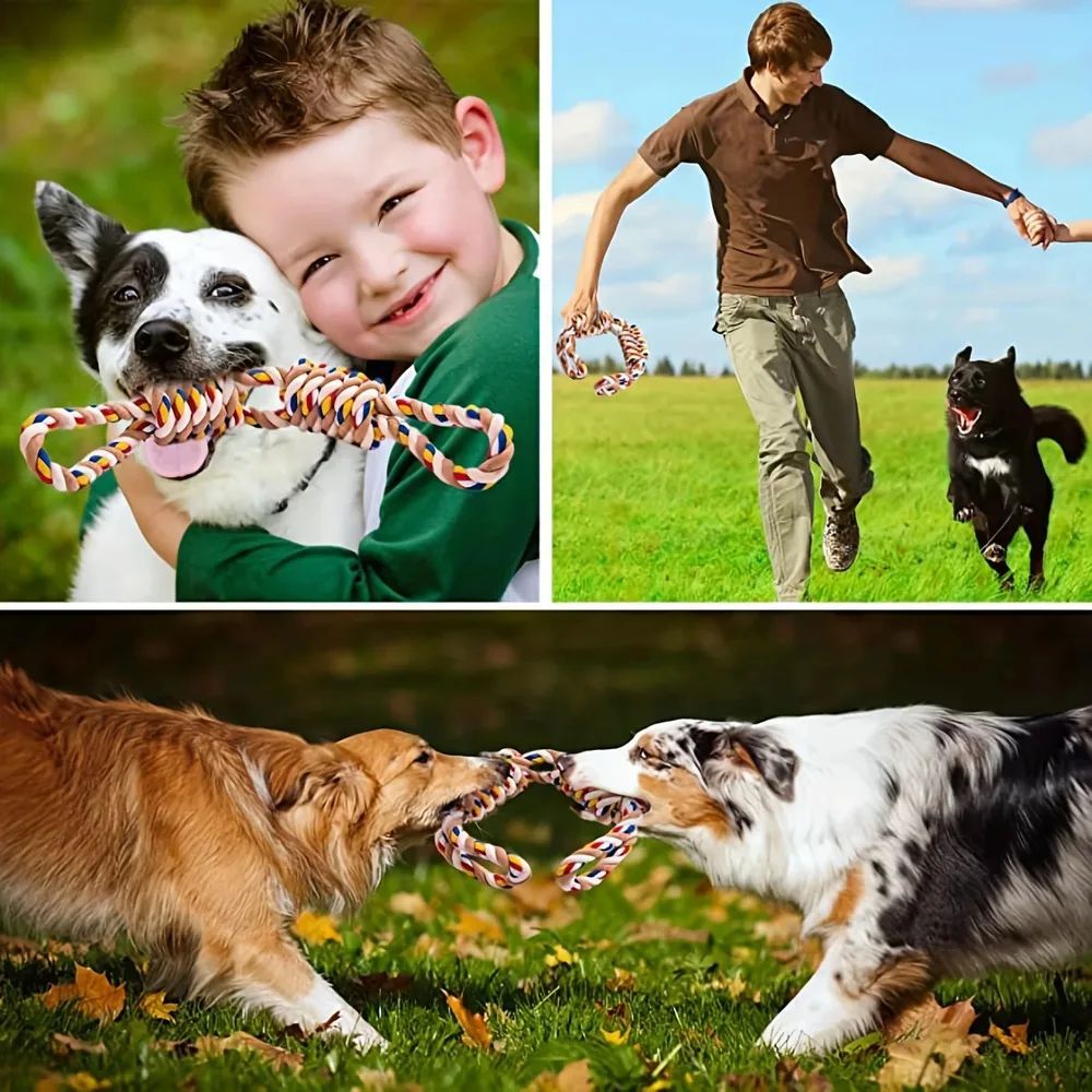 Großes Seilknotenspielzeug zum Zähneknirschen von Haustieren, zum Reinigen von Katzen und Hunden, zum Lindern von Langeweile, interaktives Trainingszubehör für Haustiere