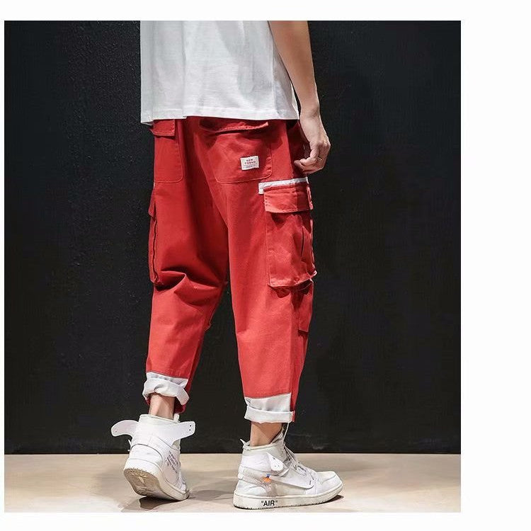 Lockere, gerade 9-Punkte-Hip-Hop-Hose