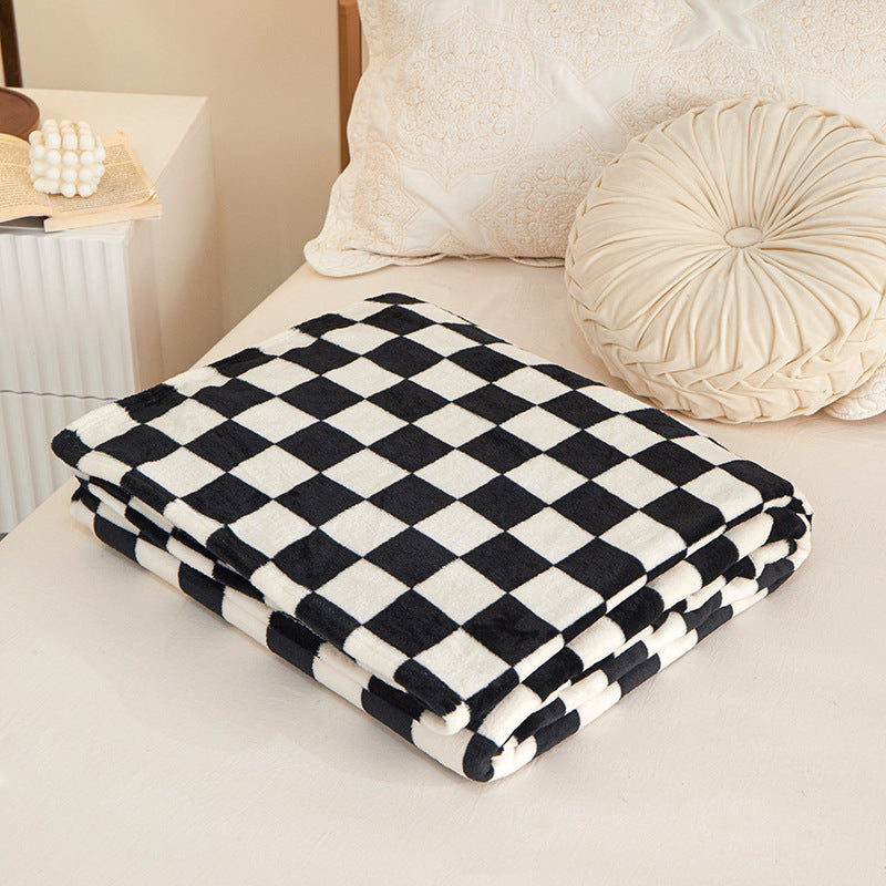 Chessboard Flannel Blanket Thickened Milk Flannel Blanket