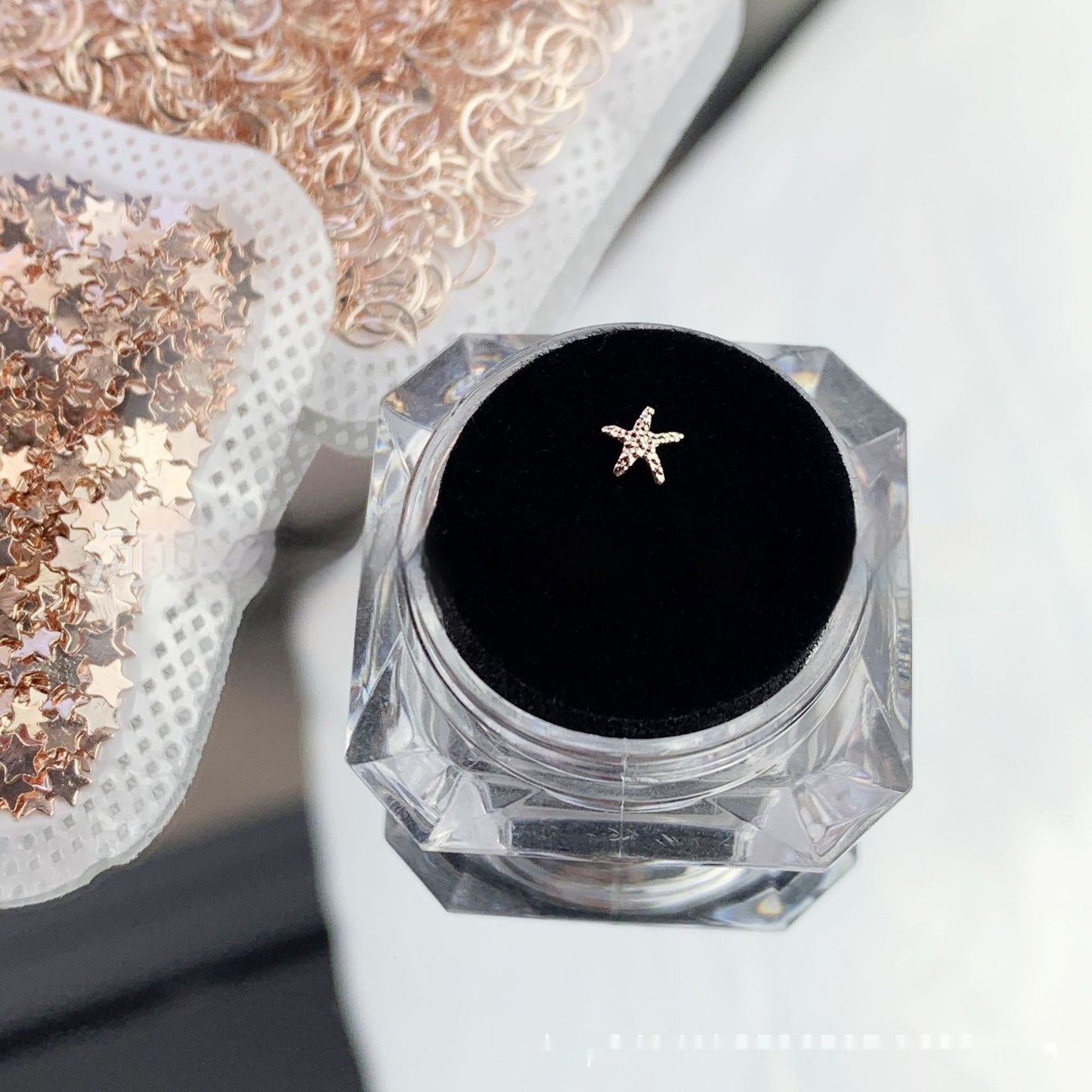 Außenhandel Produkte Rose Gold Metall Ultra-dünne Zahn-dekoration Strass 3 PCsbox Metall Hohl Scheibe Zähne