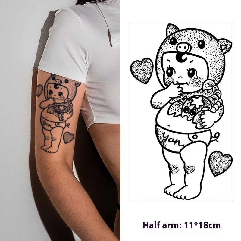 Halbarm Kräuter Tattoo Aufkleber Saft süße Cartoon-Figur dauerhaft nicht reflektierend
