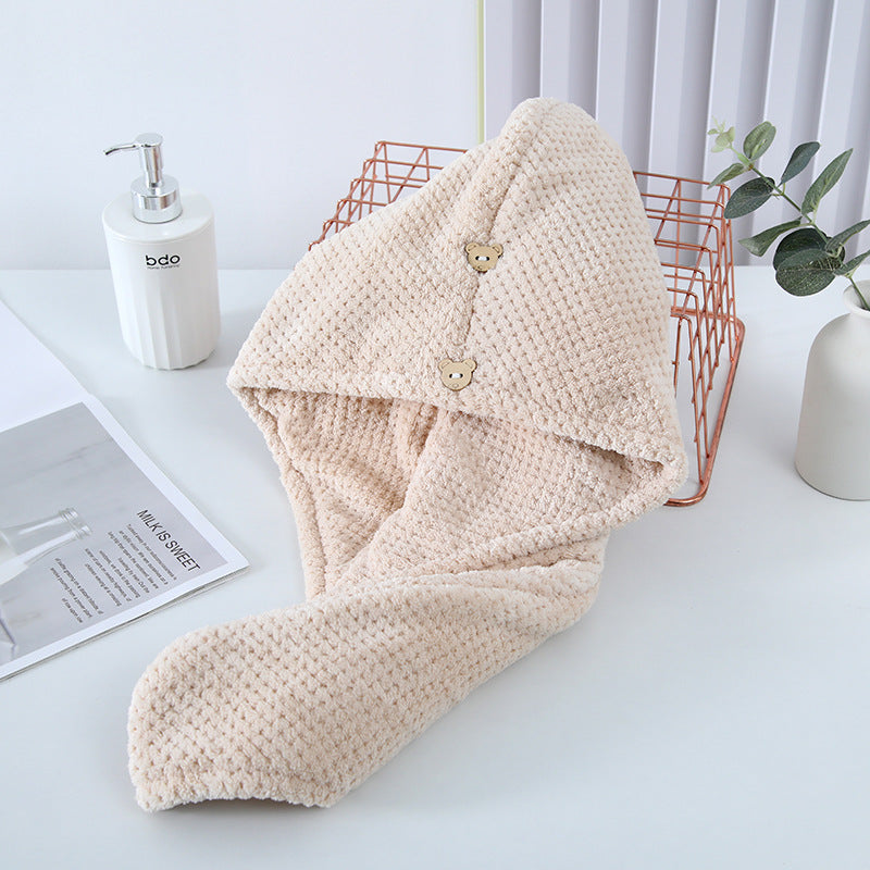 Pineapple Grid Dry Hair Cap Coral Velvet
