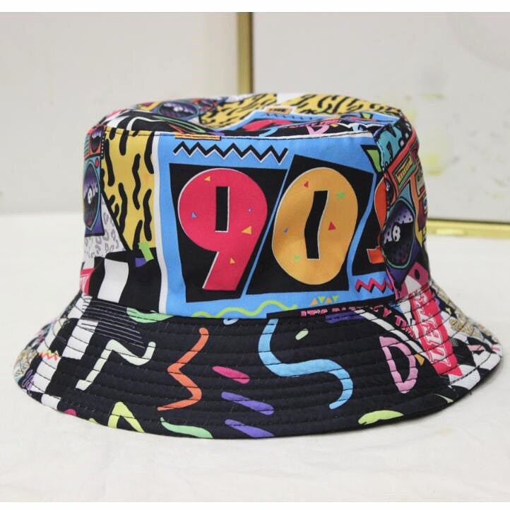 Vielseitiger Fischerhut mit geometrischem Graffiti-Retro-Muster