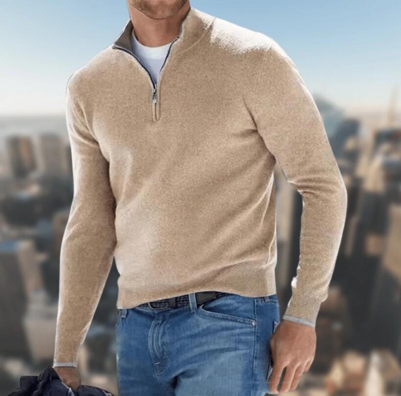 Europäische und amerikanische Langarm-Unterhemd Herbst und Winter Herren Strickjacke