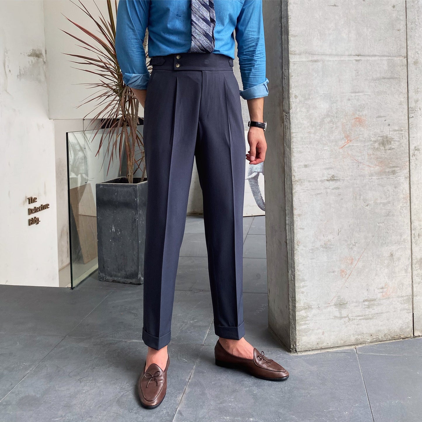 Neu Herren Naples Hohe Taille Hängenden Gerade Herbst Freizeit Hosen
