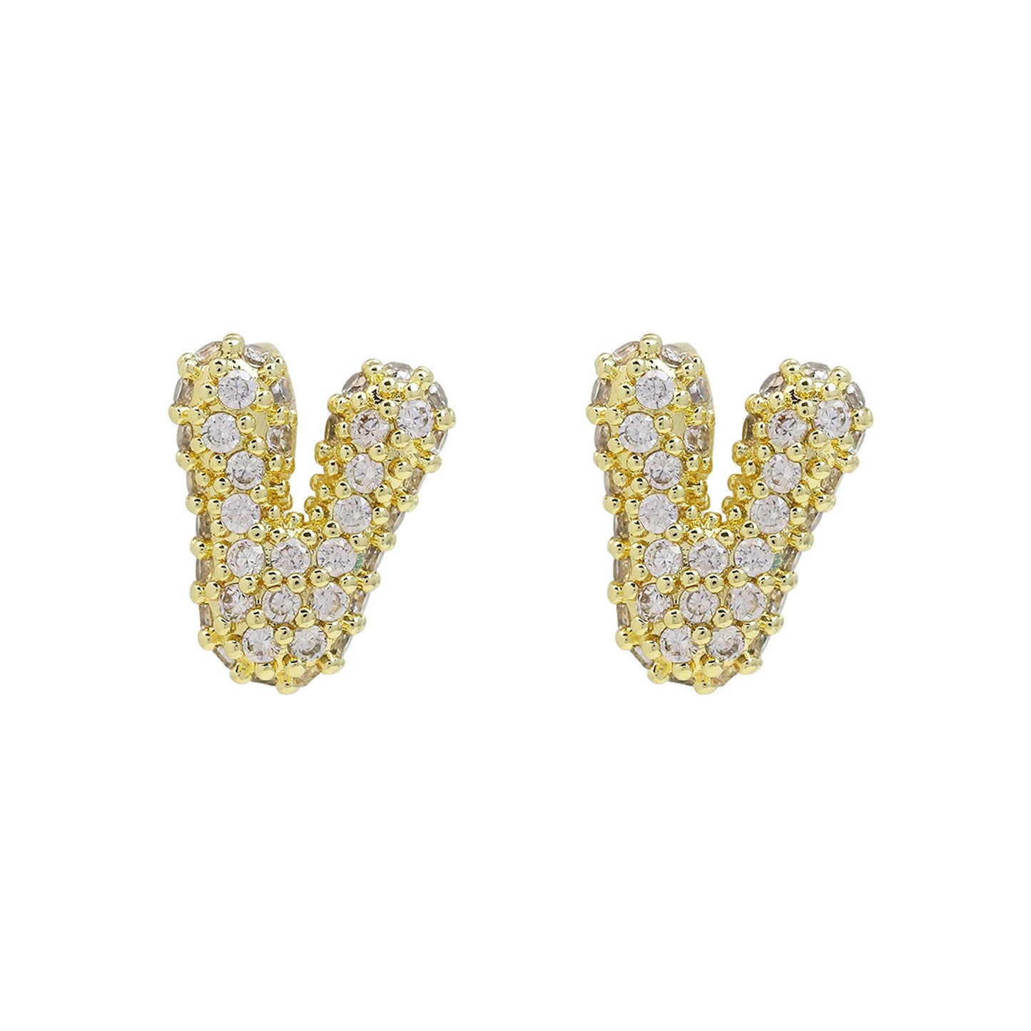 18K Brass Balloon Bubble Zircon Small Size Stud Earrings