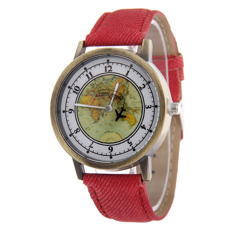 Flugzeug-Sekundenzeigeruhr mit Canvasarmband