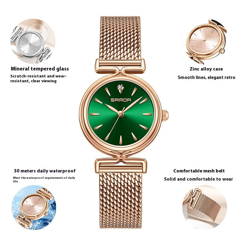 Damen Retro Mesh Armband Uhr Outdoor All-Matching