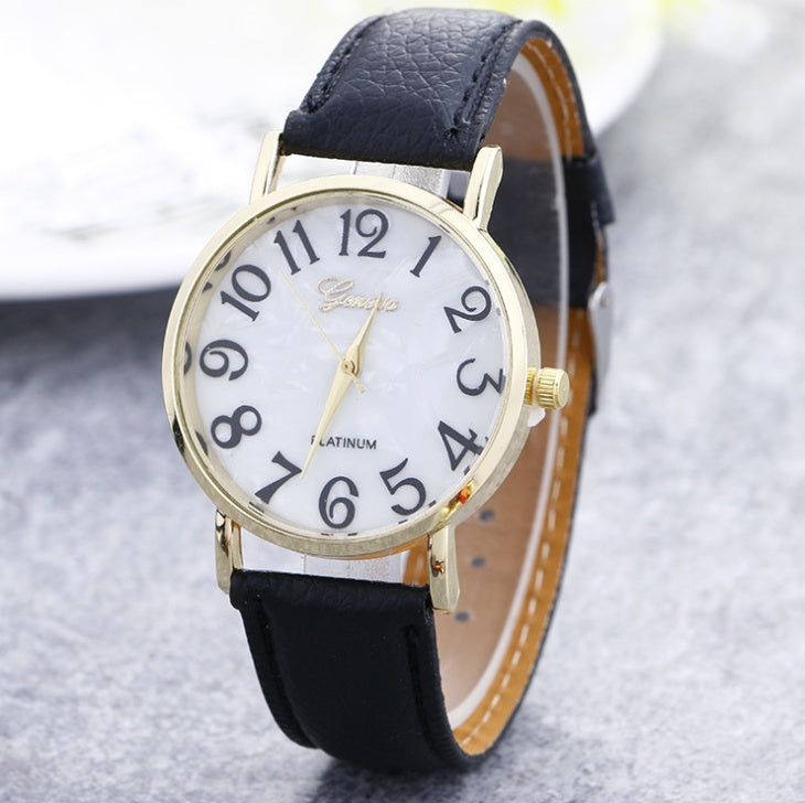 Marmor-Gürteluhr, modische Genfer Uhr, Muschel-Gesicht, lässige Uhr für Männer und Frauen