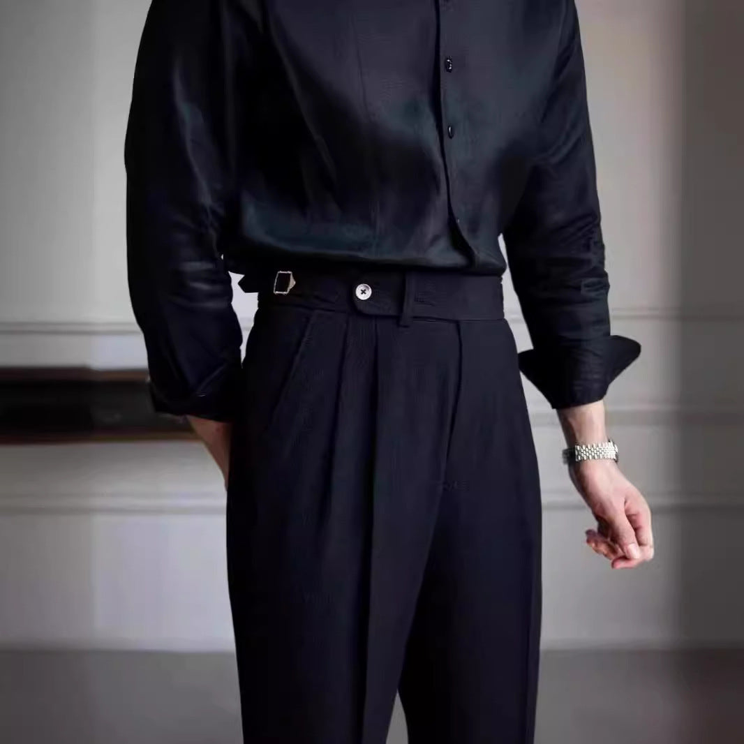 Neue Sommer Herren Anzughose mit hoher Taille und gerader Passform