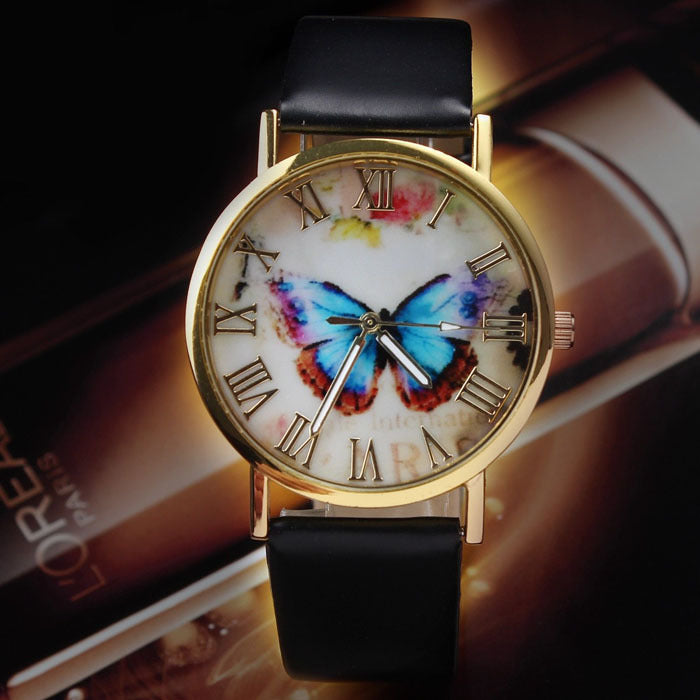 Römische Skala Schmetterling Gürtel Uhr Mode Universal Gold Shell Uhr