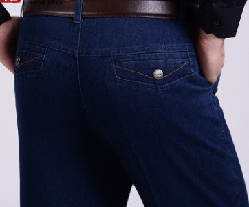 Frühling und Herbst in den alten Männer Jeans Großhandel in den älteren Menschen lose Taille elastische Denim-Hose Jeans