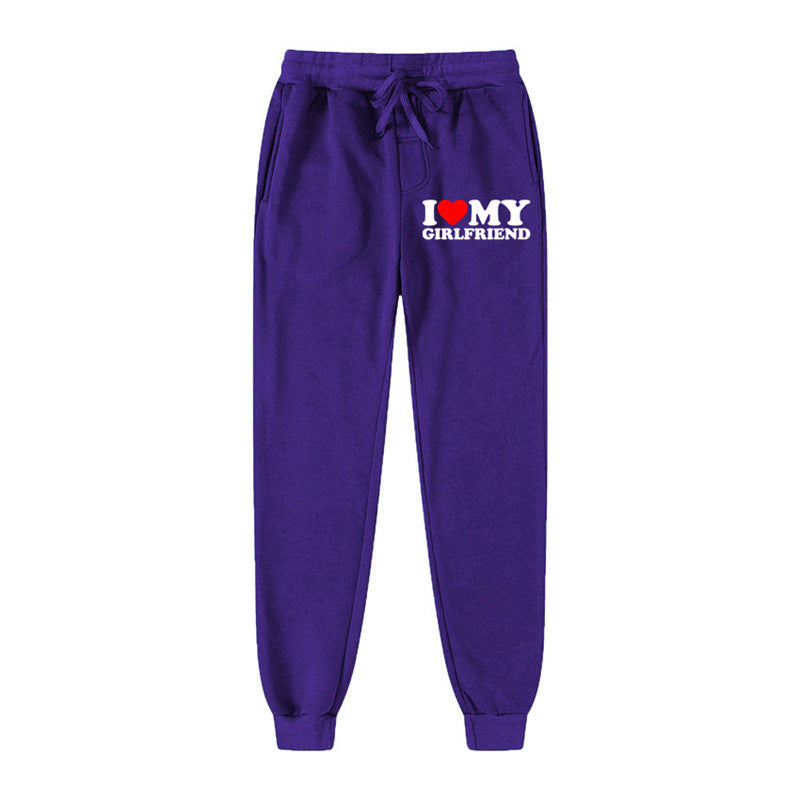 Lässige Jogginghose mit Buchstaben-Print „I LOVE MY GIRLFRIEND“