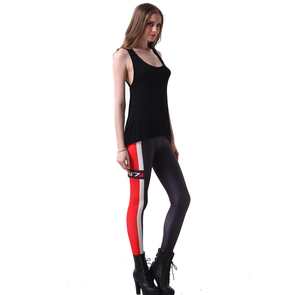 Skinny-Leggings mit Streifen und Digitaldruck für Damen