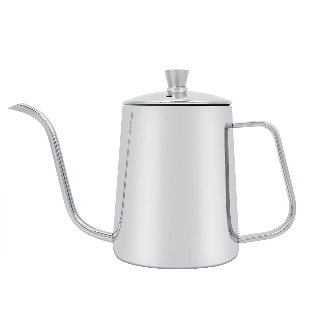 550ml Stainless Steel Long Gooseneck Coffee Pot Kettle with Lid for Home Kitchen Coffee Shop