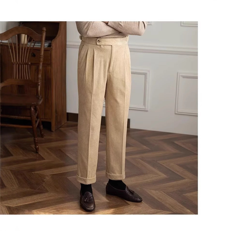 Herbst und Winter Cord Glatte Knöchellange Hose Herren