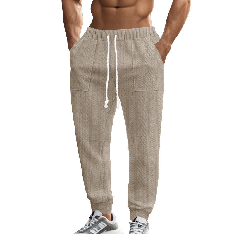 Europäische und amerikanische Herbst- und Winter-Herren-Strickhose aus Tiha, lässig, atmungsaktiv, Sporthose in Übergröße mit Kordelzug
