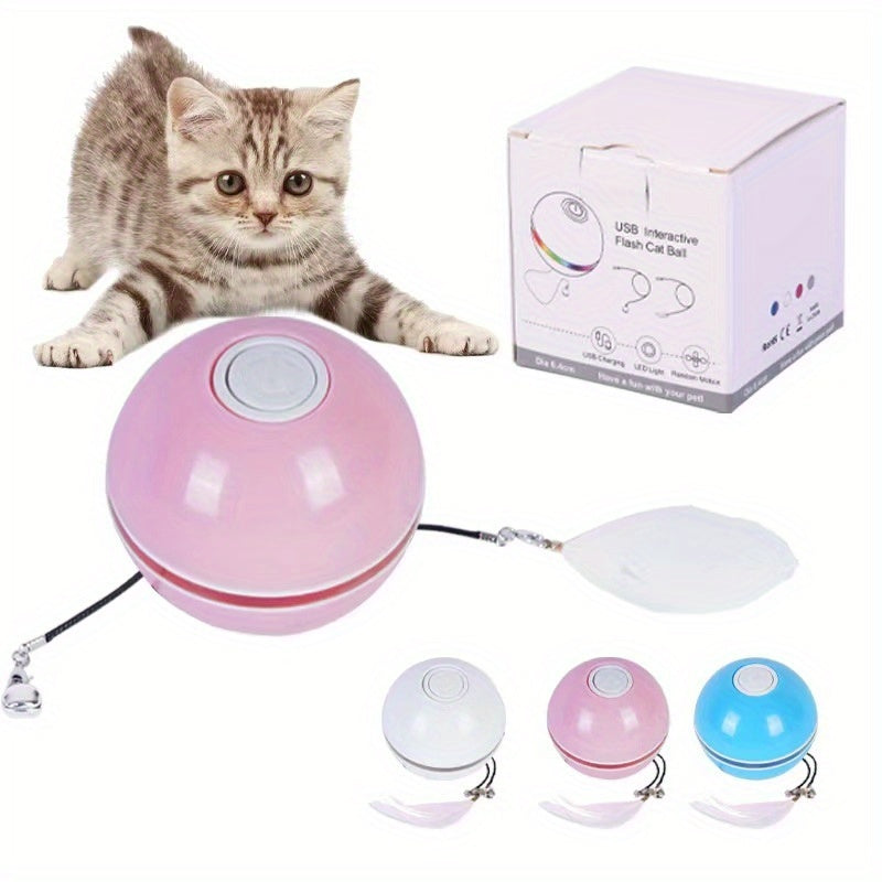 Elektrisches Katzenspielzeug, Spielzeugball, LED-Feder, necken Sie Katzenball, Katze selbst, hallo necken, Katzenstab, USB wiederaufladbar, necken Sie Katzenbedarf