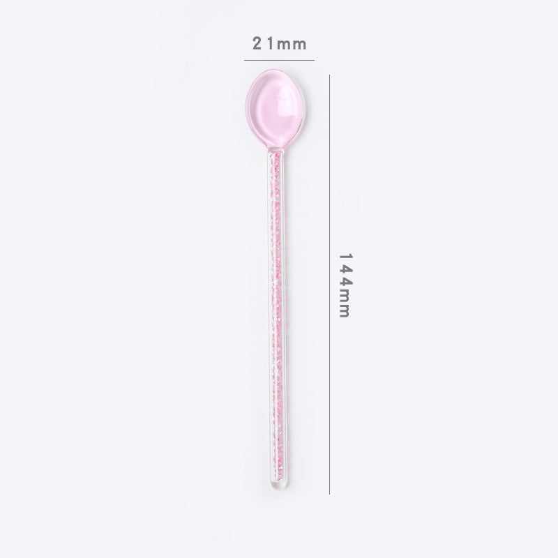 Creative Milk Dessert Spoon Colorful Transparent High Temperature Resistant Glass