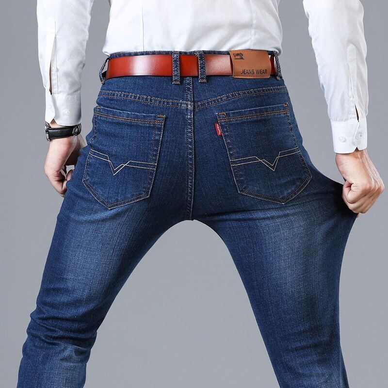 Elastische gerade Röhrenjeans für Herren in lockerer Freizeit