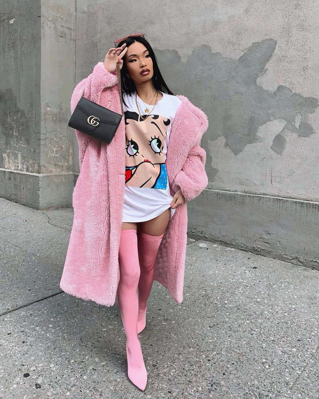 Solid color double-breasted woolen long coat