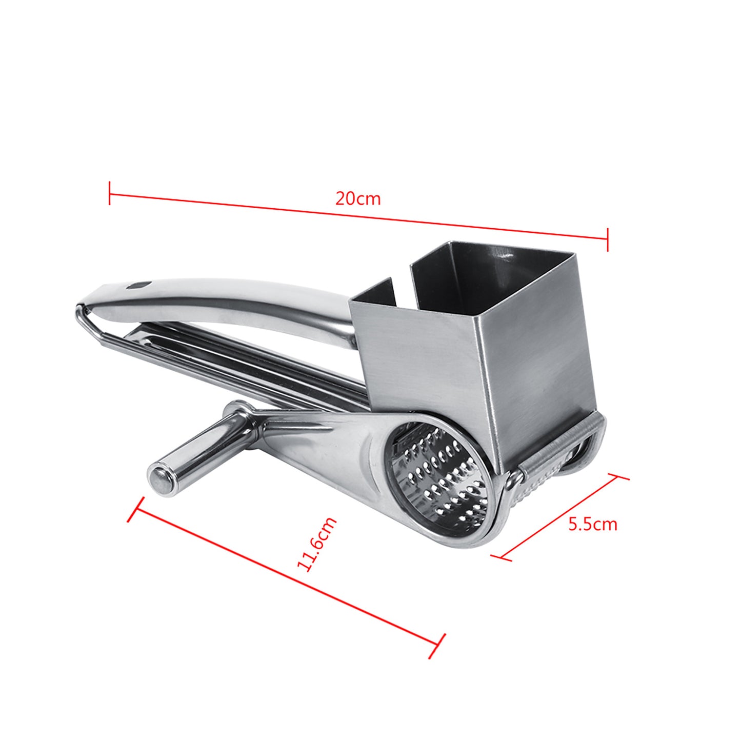 Multifunctional Kitchen Craft Rotary Stainless Steel Cheese Grater 1 Drums Slice Shred Tool