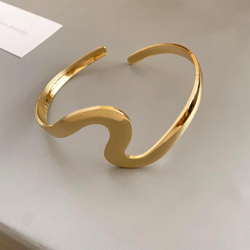 Welle Metall Offene Enden Minimalistischen Design Gedreht Armband Kalten Wind