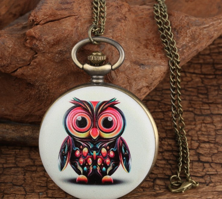 Flip Cartoon Eule Muster Taschenuhr Nette Student