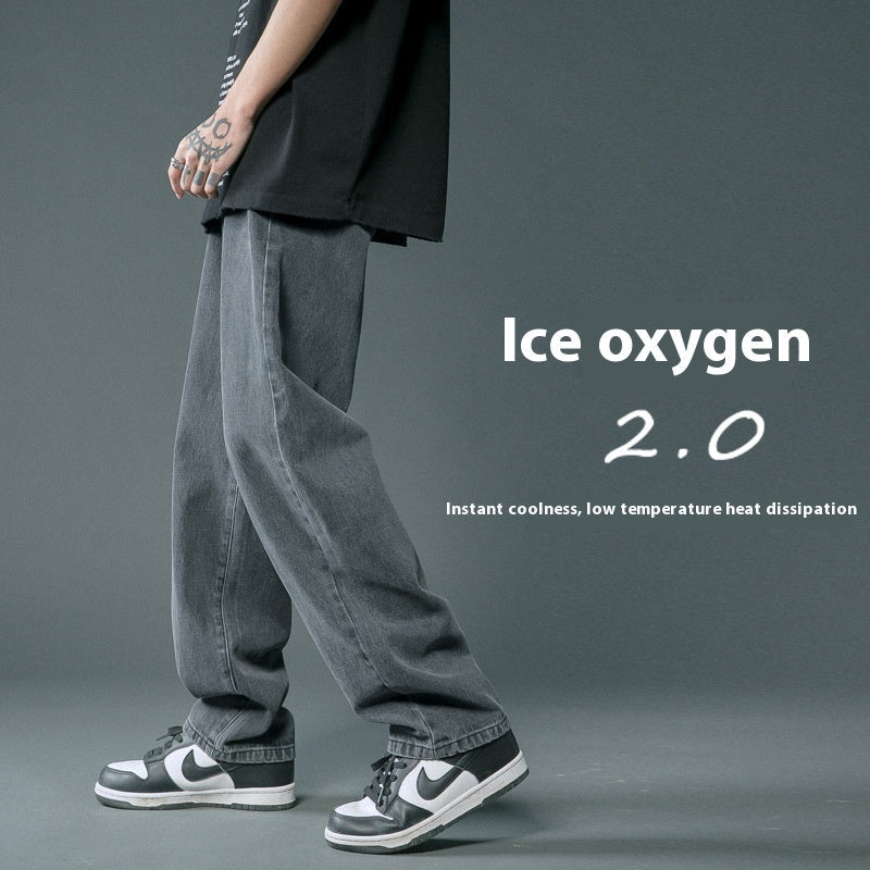 Lockere, gerade, dünne Sommerjeans für Männer