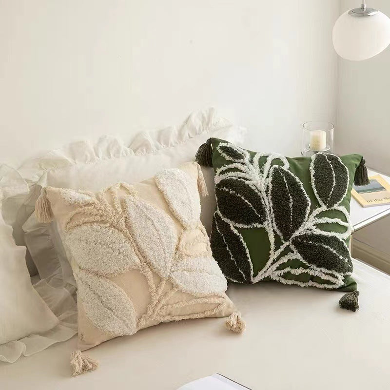 Kissenbezug mit Blattmotiv, für Zuhause, Wohnzimmer, Schlafsofa, getuftet, Überwurf, Kissenbezug