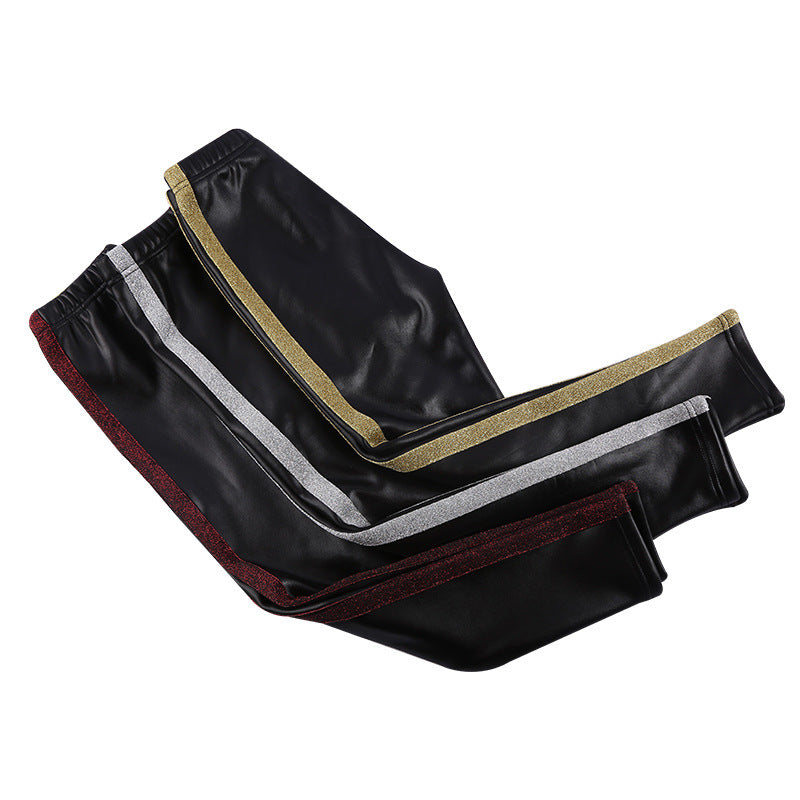 Girls Plus Velvet Dicke Gold Samt Lederhose