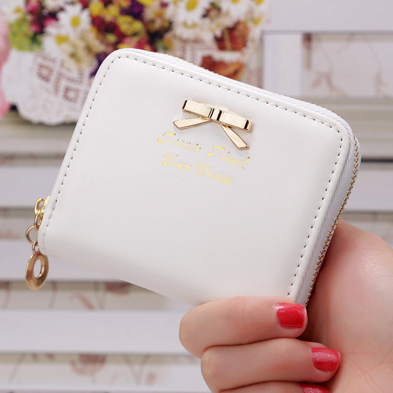 Kurze Clutch mit Schleife für Damen, mit Reißverschluss, Münzgeldbörse
