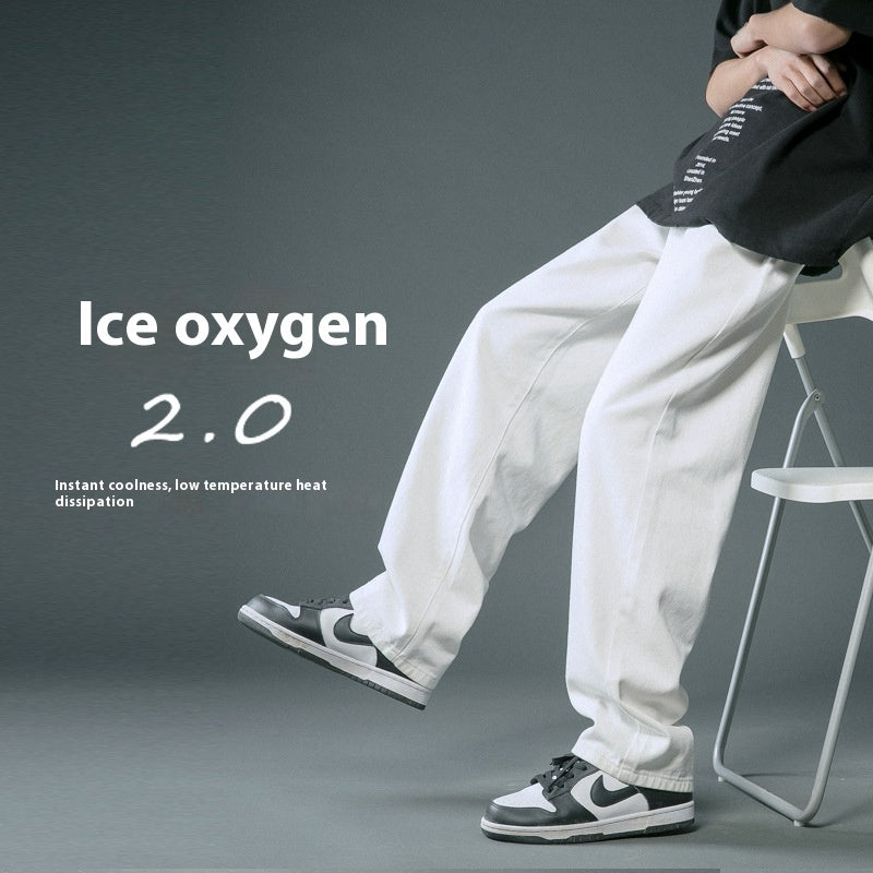 Lockere, gerade, dünne Sommerjeans für Männer