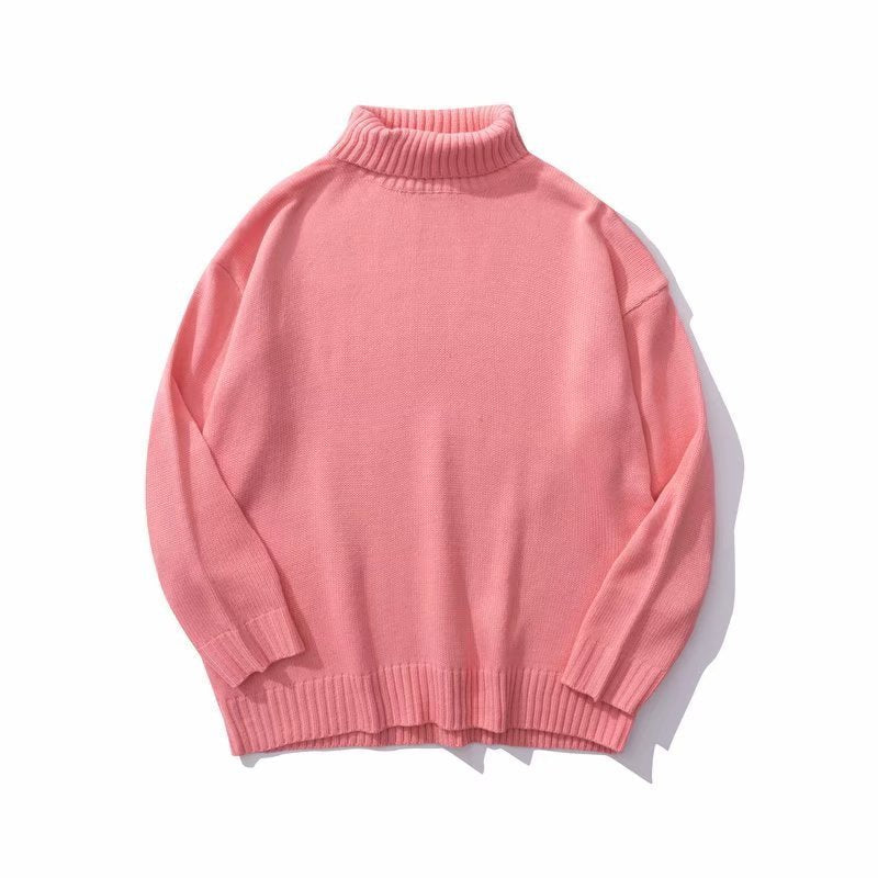 Einfache Neue Vielseitig Paar Rollkragen Pullover Retro Herbst Und Winter Neue