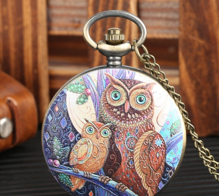 Flip Cartoon Eule Muster Taschenuhr Nette Student