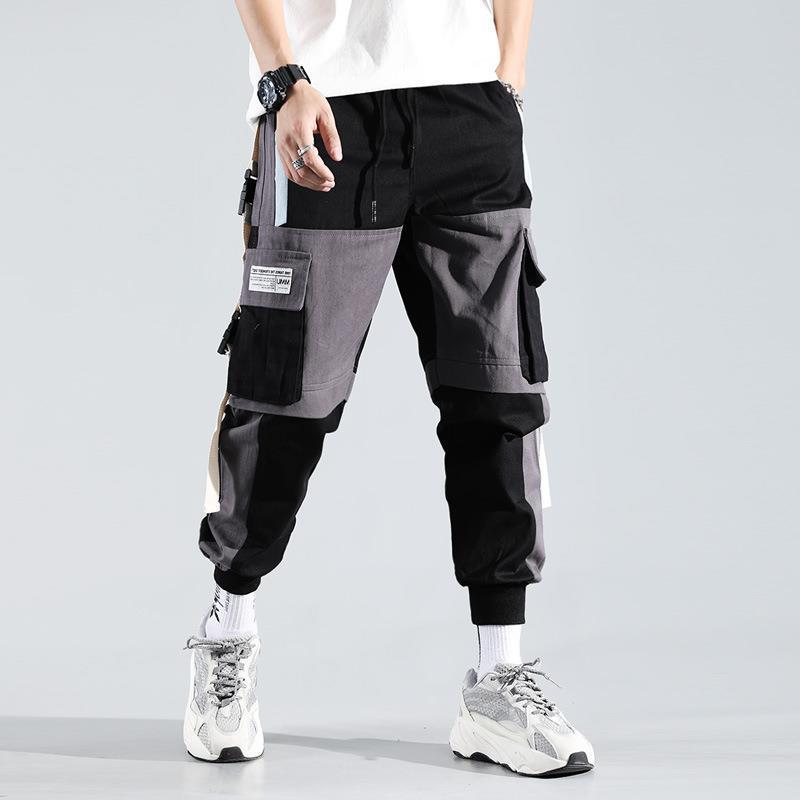 Kordelzug Hosen Hosen Hip Hop Lose Nähte Kontrast Farbe Casual Hosen Jungen Overalls