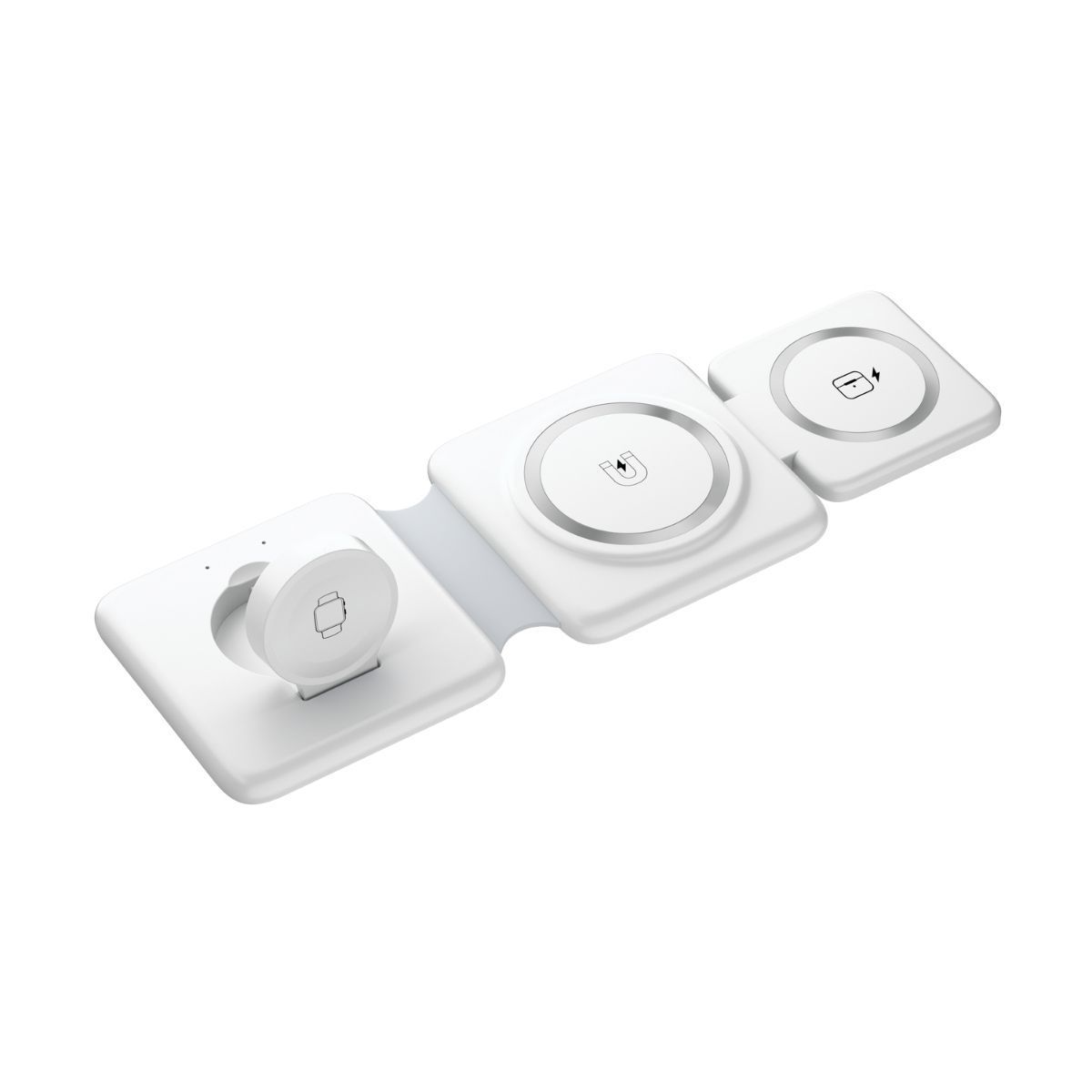 Zusammenklappbares kabelloses 3-in-1-Ladegerät mit magnetischer Saugnapffunktion