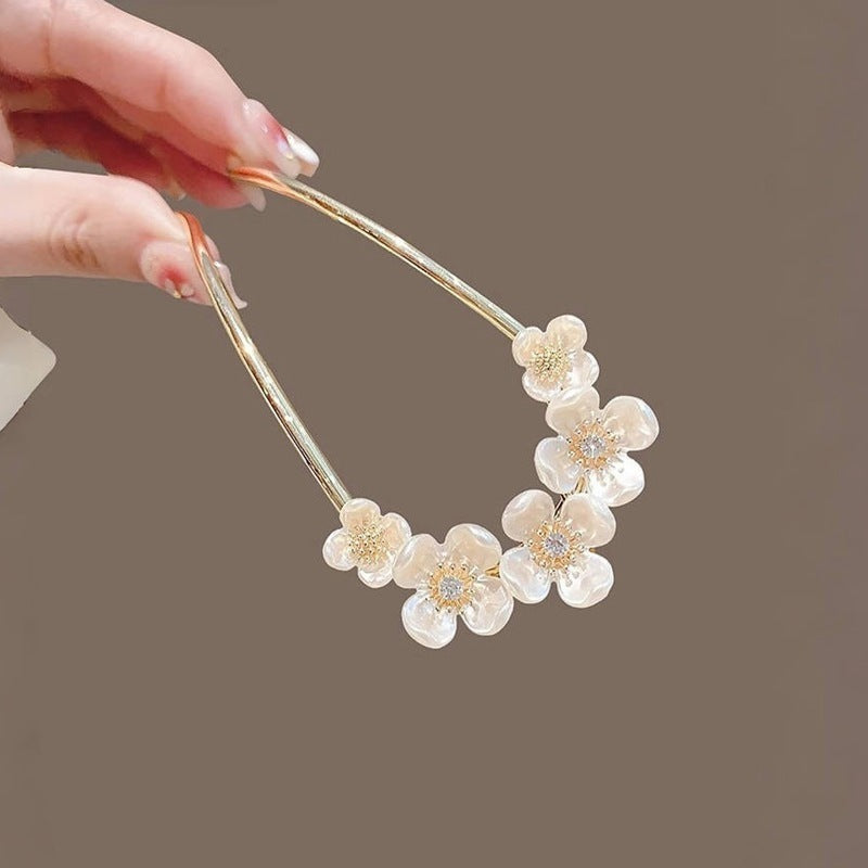 Hochwertige elegante Perlenblume U-förmige Haarnadel hinten Kopf einfach modern