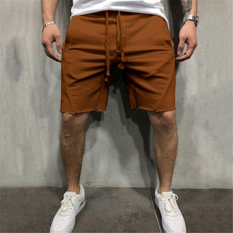 Europäische und amerikanische Fitness-Shorts für Herren in Volltonfarbe