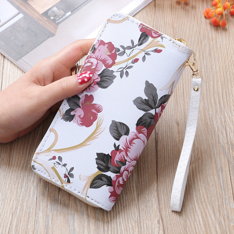 Lange Geldbörse für Damen mit Aufdruck und Single-Pull-Handytasche