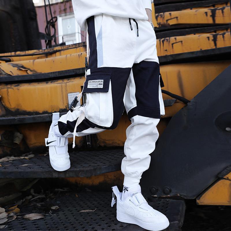 Kordelzug Hosen Hosen Hip Hop Lose Nähte Kontrast Farbe Casual Hosen Jungen Overalls