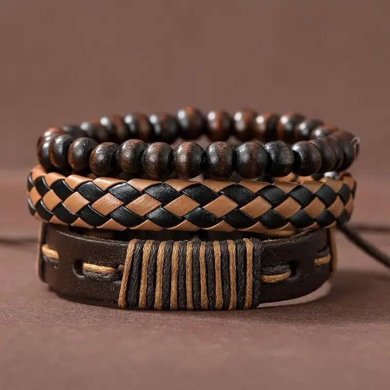 Herren-Quarzuhr, vielseitiges Perlenarmband